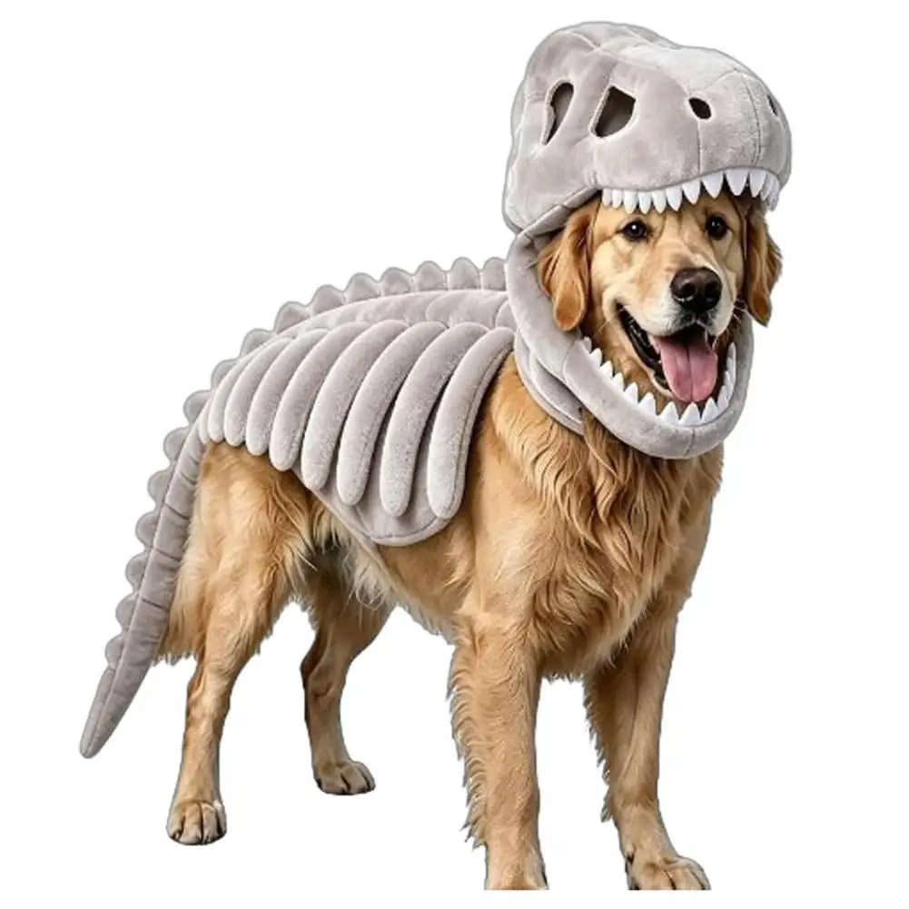 Soft Polyester Pet Costume Dog Halloween Outfit Pet Dinosaur Skeleton Costume for Dogs Halloween Dinosaur for Pets for Cats