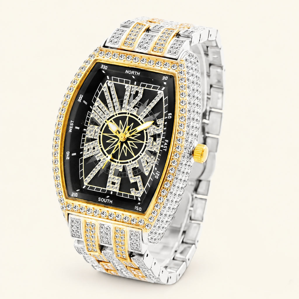 2022 MISSFOX Luxury Mens Watches Fashion Hip Hop Iced Diamond Waterproof Tonneau AAA Quartz Wristwatch Male Reloj Free Shipping