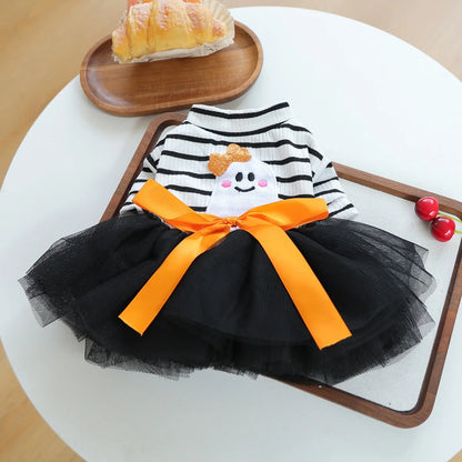 Halloween Costumes Dresses For Dog Elegant Pet Vest With Tutu Skirt Autumn Winter Girl Female Pet Toy Poodle Small Breeds Cat