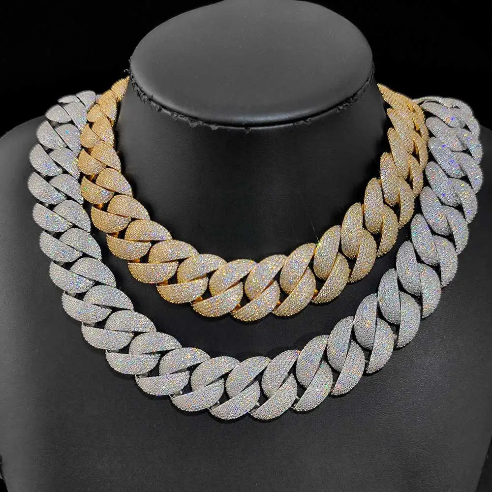 Luxury Jewelry 24mm Diamond Chain Men Iced Out Bling CZ Silver/Gold Plated Rapper Hip Hop Thick Cuban Link Necklace Gift for Him