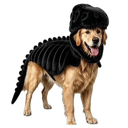 Soft Polyester Pet Costume Dog Halloween Outfit Pet Dinosaur Skeleton Costume for Dogs Halloween Dinosaur for Pets for Cats
