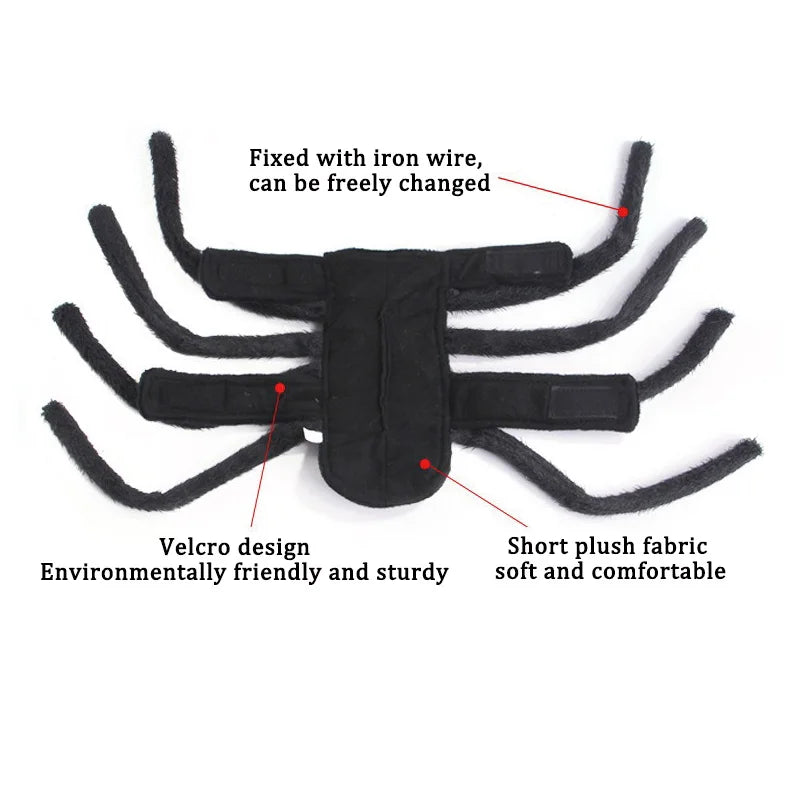 Halloween Spider Pet Costume Chest Back Design Festival Cosplay Transformation Outfit for Cats Small Medium Dogs Puppy