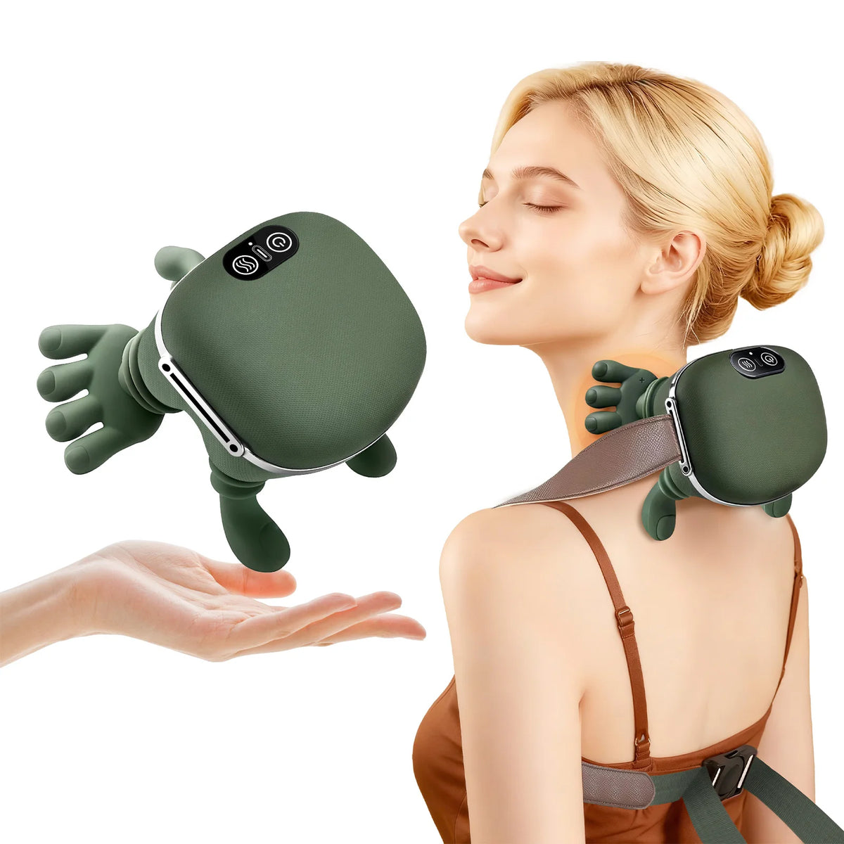 Bionic Finger Neck Shoulder Massager With Heat Kneading Massager Shawl Wireless 3-Level Modes Body Back Hand Leg Muscles Massage Device