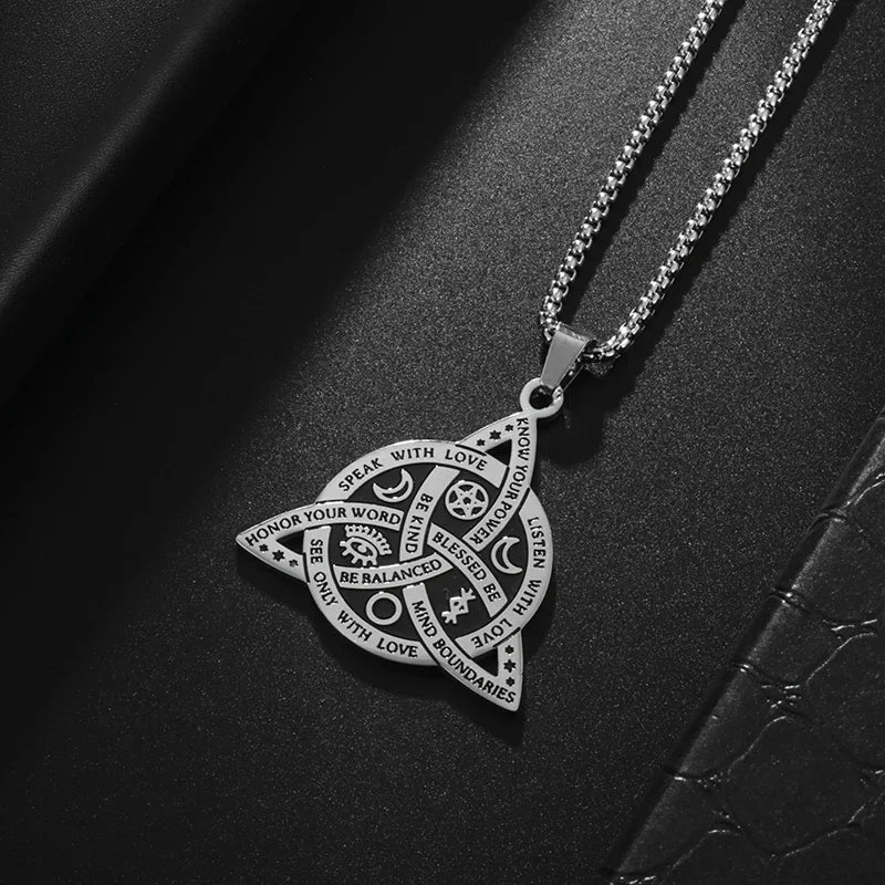 Vintage Nordic Celtic Knot Pattern Cross Necklace Pendant for Men Stainless Steel Chain Jewelry Amulet Necklace Wholesale