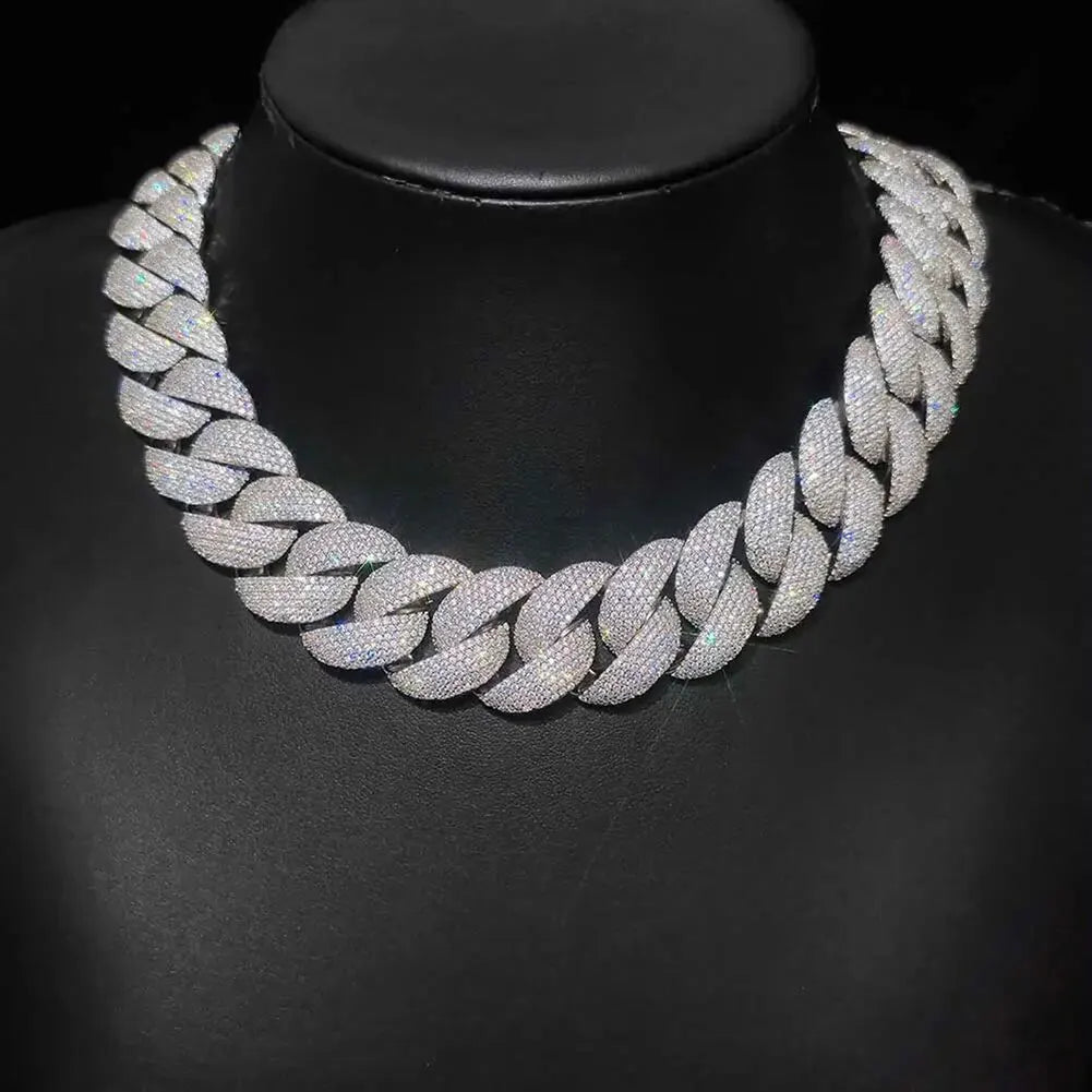 Luxury Jewelry 24mm Diamond Chain Men Iced Out Bling CZ Silver/Gold Plated Rapper Hip Hop Thick Cuban Link Necklace Gift for Him