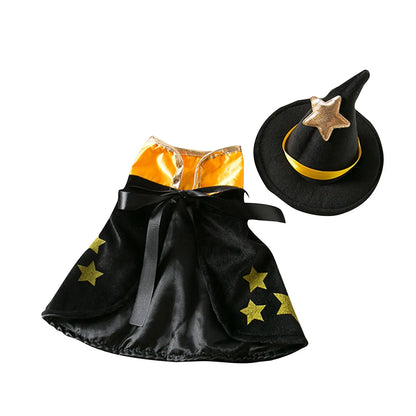 Halloween Dog Cosplay Costumes Funny Pet Clothes Adjustable Dogs Cos Cape Sets with Hat Party Novelty Dress Up Accessories