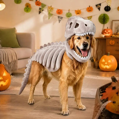 Soft Polyester Pet Costume Dog Halloween Outfit Pet Dinosaur Skeleton Costume for Dogs Halloween Dinosaur for Pets for Cats