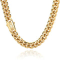 High Quality Width 8-14mm Stainless Steel Gold Color Cuban Chain Waterproof Men Woman Curb Link Necklace Various Sizes