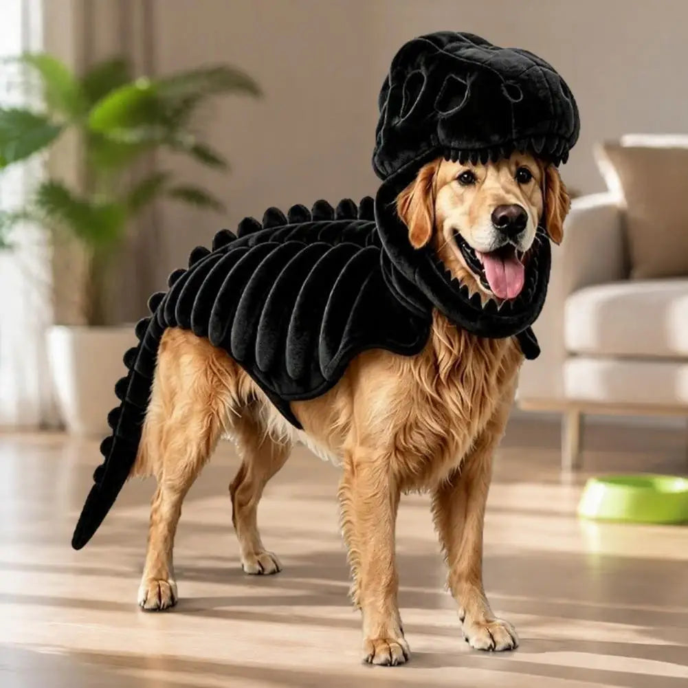Soft Polyester Pet Costume Dog Halloween Outfit Pet Dinosaur Skeleton Costume for Dogs Halloween Dinosaur for Pets for Cats