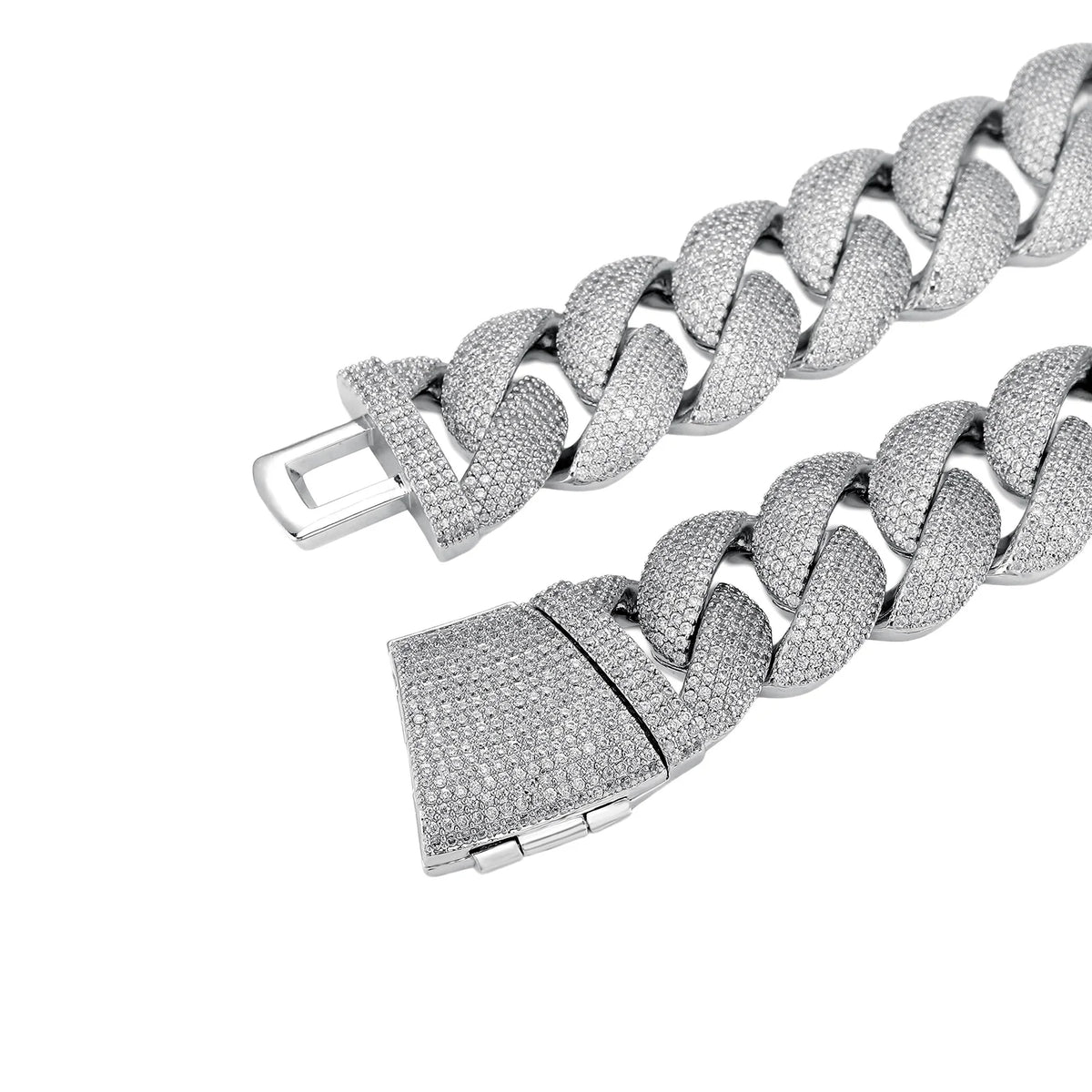 TOPGRILLZ 24mm Cuban Chain Necklace Full CZ Iced Out Wide Heavy Duty Box Clasp Silver Plated Copper Hip Hop Jewelry Men Women