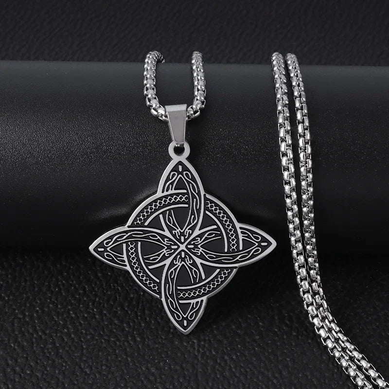 Vintage Nordic Celtic Knot Pattern Cross Necklace Pendant for Men Stainless Steel Chain Jewelry Amulet Necklace Wholesale