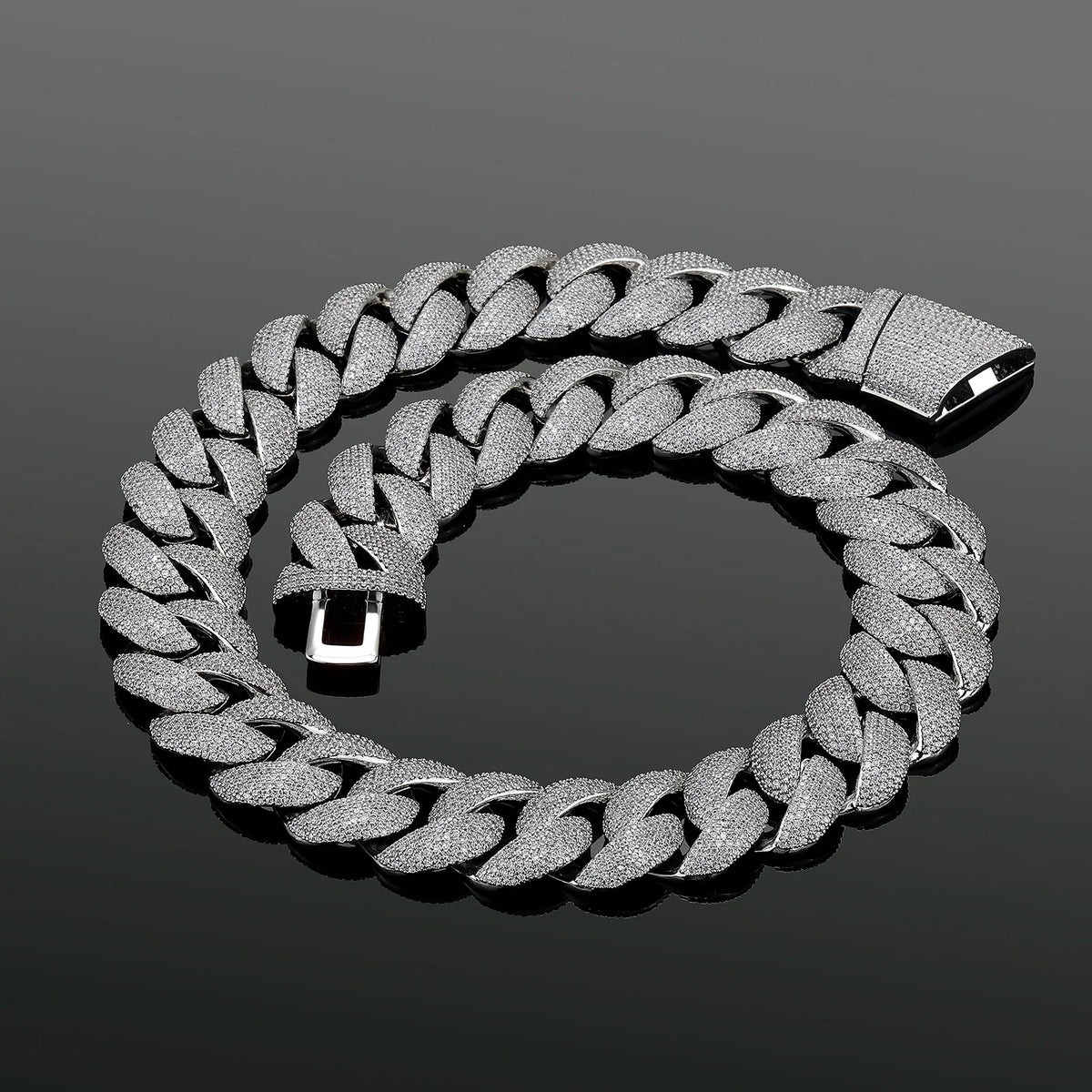 TOPGRILLZ 24mm Cuban Chain Necklace Full CZ Iced Out Wide Heavy Duty Box Clasp Silver Plated Copper Hip Hop Jewelry Men Women