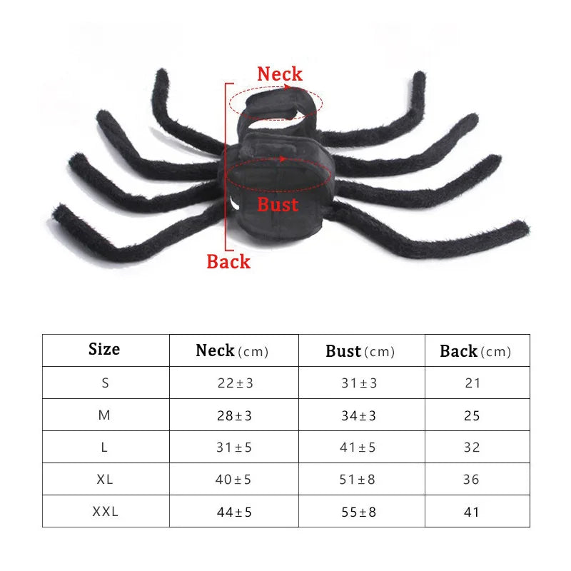 Halloween Spider Pet Costume Chest Back Design Festival Cosplay Transformation Outfit for Cats Small Medium Dogs Puppy