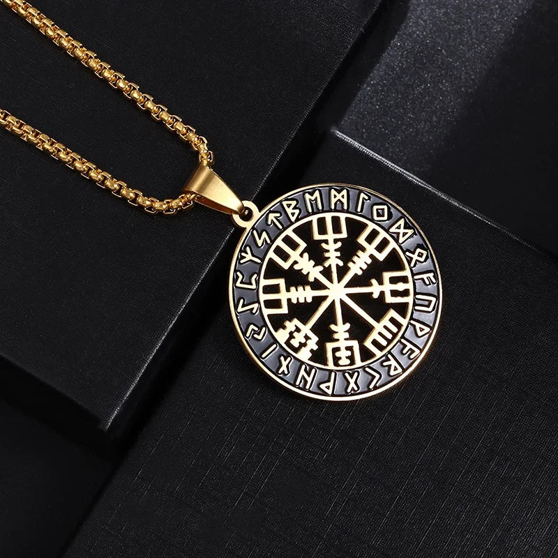 Vintage Nordic Celtic Knot Pattern Cross Necklace Pendant for Men Stainless Steel Chain Jewelry Amulet Necklace Wholesale