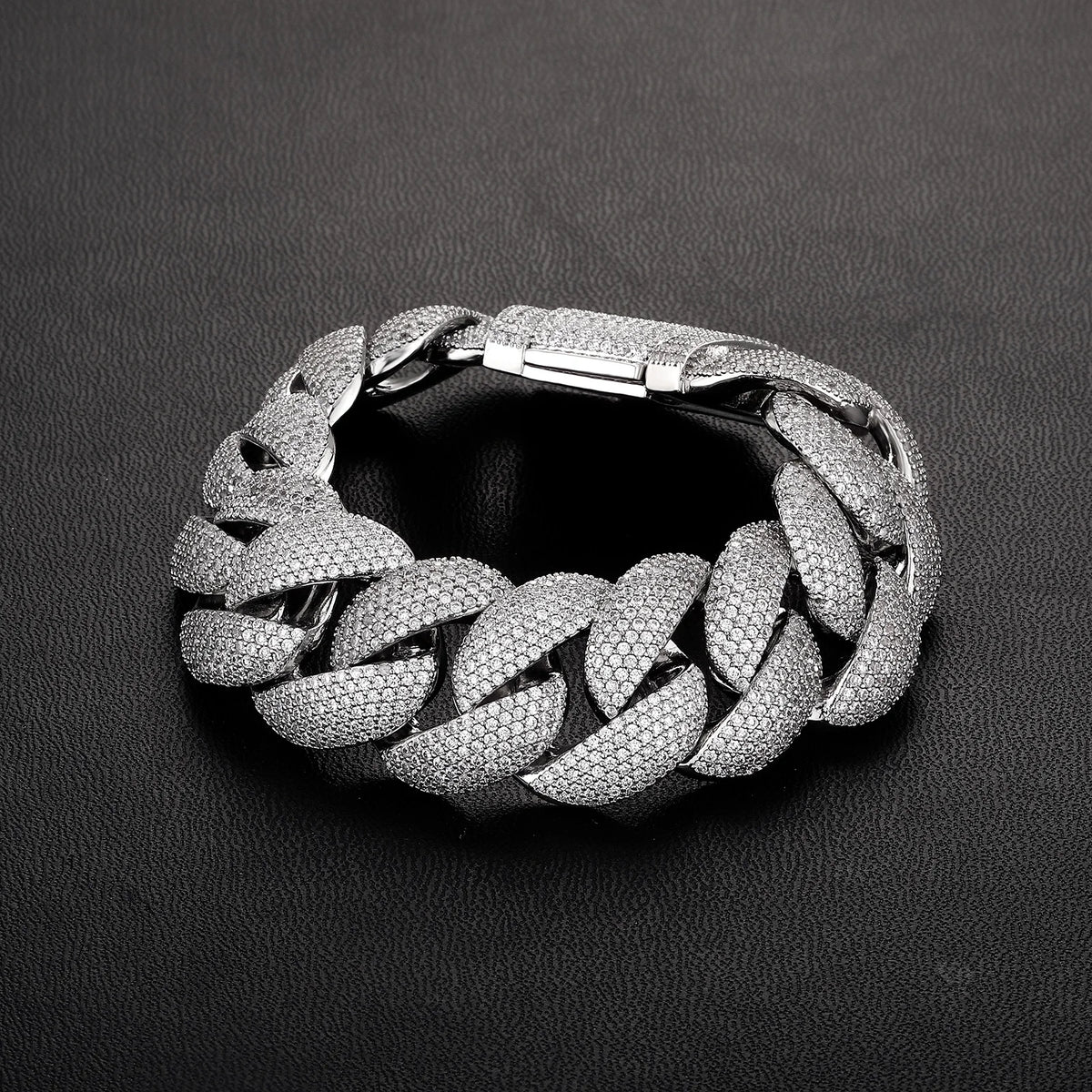 TOPGRILLZ 24mm Cuban Chain Necklace Full CZ Iced Out Wide Heavy Duty Box Clasp Silver Plated Copper Hip Hop Jewelry Men Women