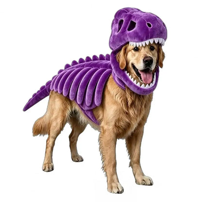 Soft Polyester Pet Costume Dog Halloween Outfit Pet Dinosaur Skeleton Costume for Dogs Halloween Dinosaur for Pets for Cats