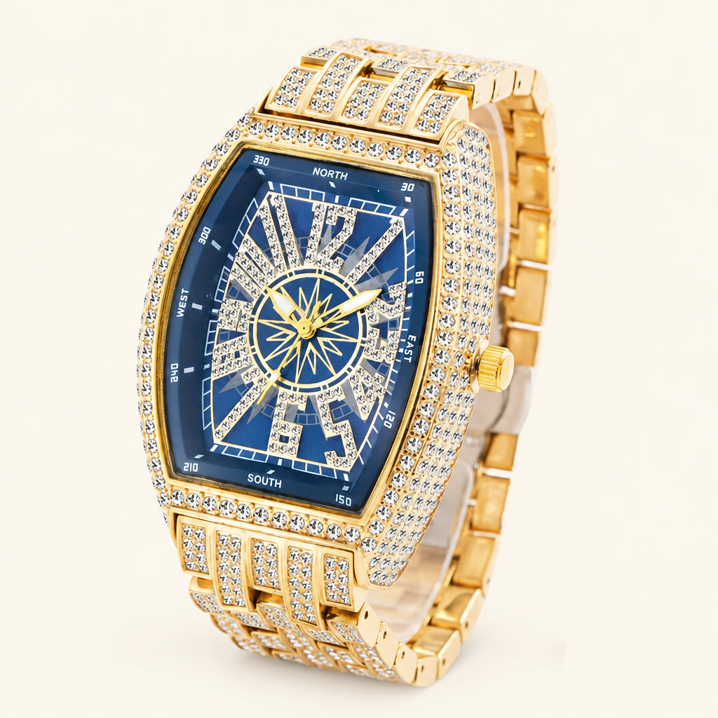 2022 MISSFOX Luxury Mens Watches Fashion Hip Hop Iced Diamond Waterproof Tonneau AAA Quartz Wristwatch Male Reloj Free Shipping