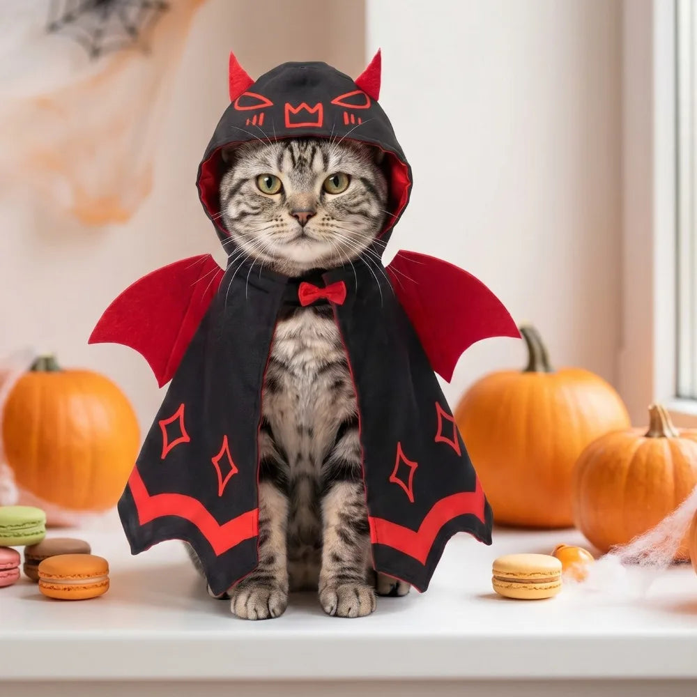 Halloween Pet Bat Wings Cloak Cute Cosplay Costume Dress Up Outfit for Cats Small Dogs Festival Party Clothes