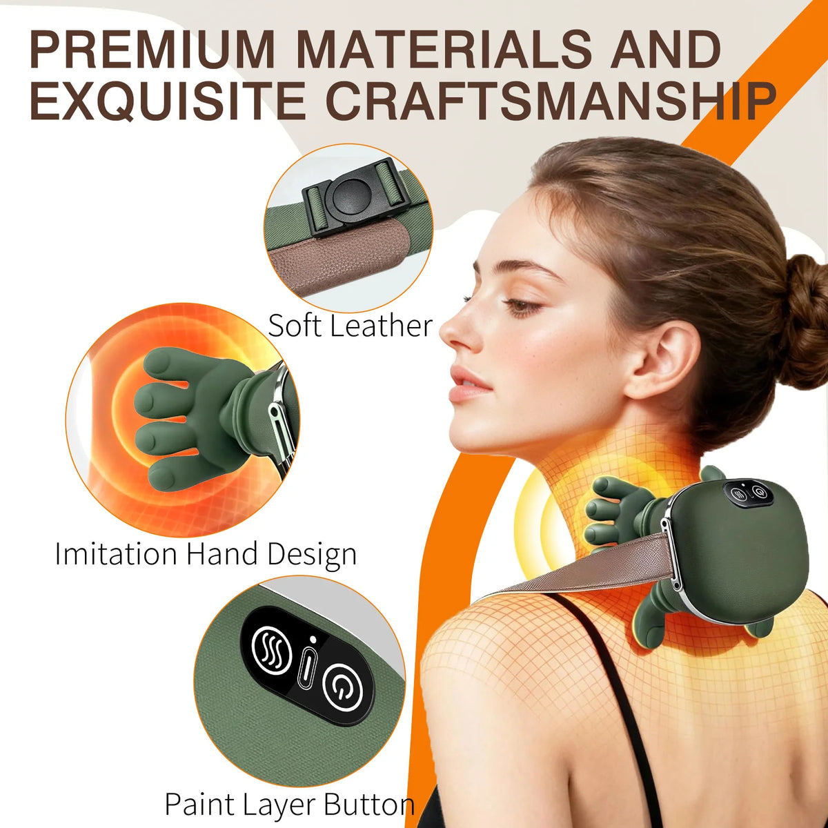Bionic Finger Neck Shoulder Massager With Heat Kneading Massager Shawl Wireless 3-Level Modes Body Back Hand Leg Muscles Massage Device