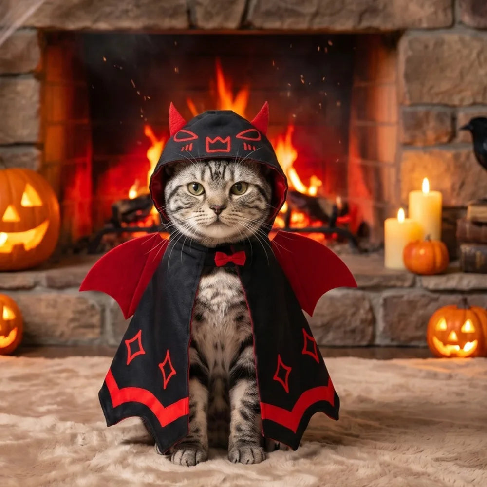 Halloween Pet Bat Wings Cloak Cute Cosplay Costume Dress Up Outfit for Cats Small Dogs Festival Party Clothes