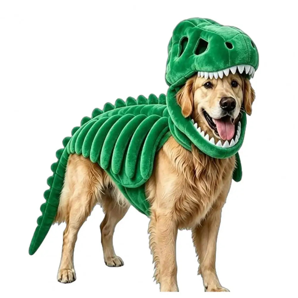 Soft Polyester Pet Costume Dog Halloween Outfit Pet Dinosaur Skeleton Costume for Dogs Halloween Dinosaur for Pets for Cats