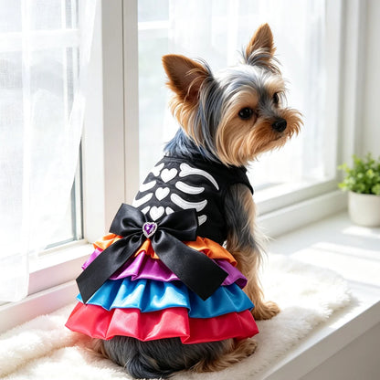 Halloween Costumes Dresses For Dog Elegant Pet Vest With Tutu Skirt Autumn Winter Girl Female Pet Toy Poodle Small Breeds Cat