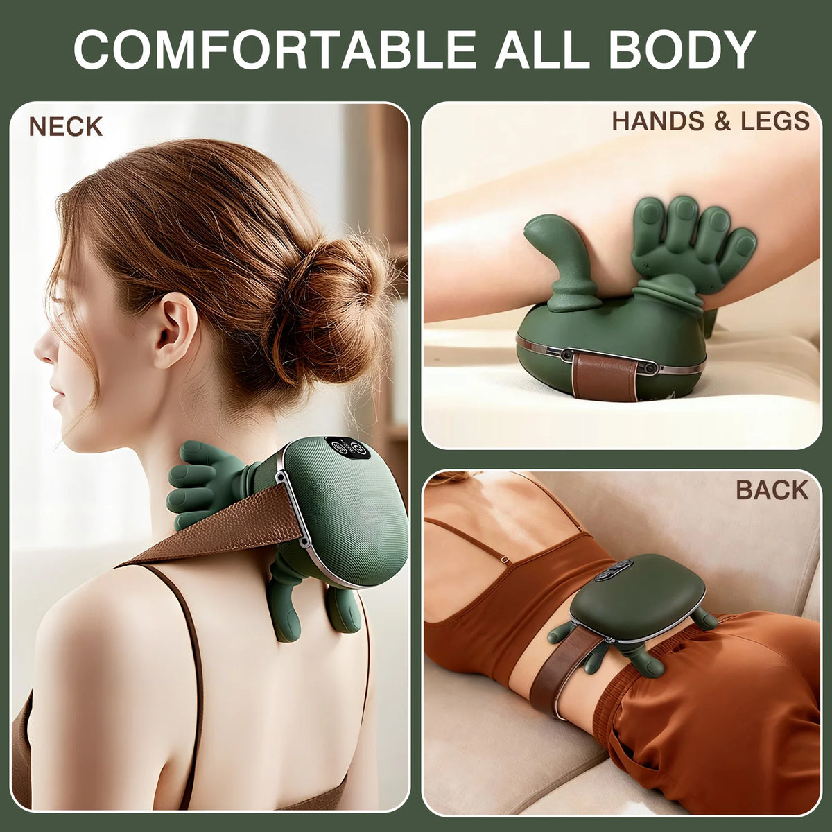Bionic Finger Neck Shoulder Massager With Heat Kneading Massager Shawl Wireless 3-Level Modes Body Back Hand Leg Muscles Massage Device