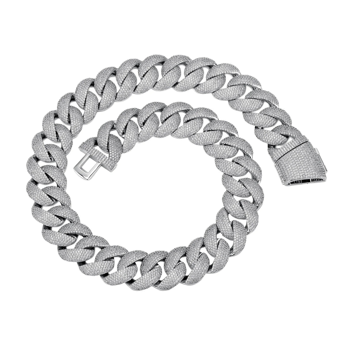 TOPGRILLZ 24mm Cuban Chain Necklace Full CZ Iced Out Wide Heavy Duty Box Clasp Silver Plated Copper Hip Hop Jewelry Men Women