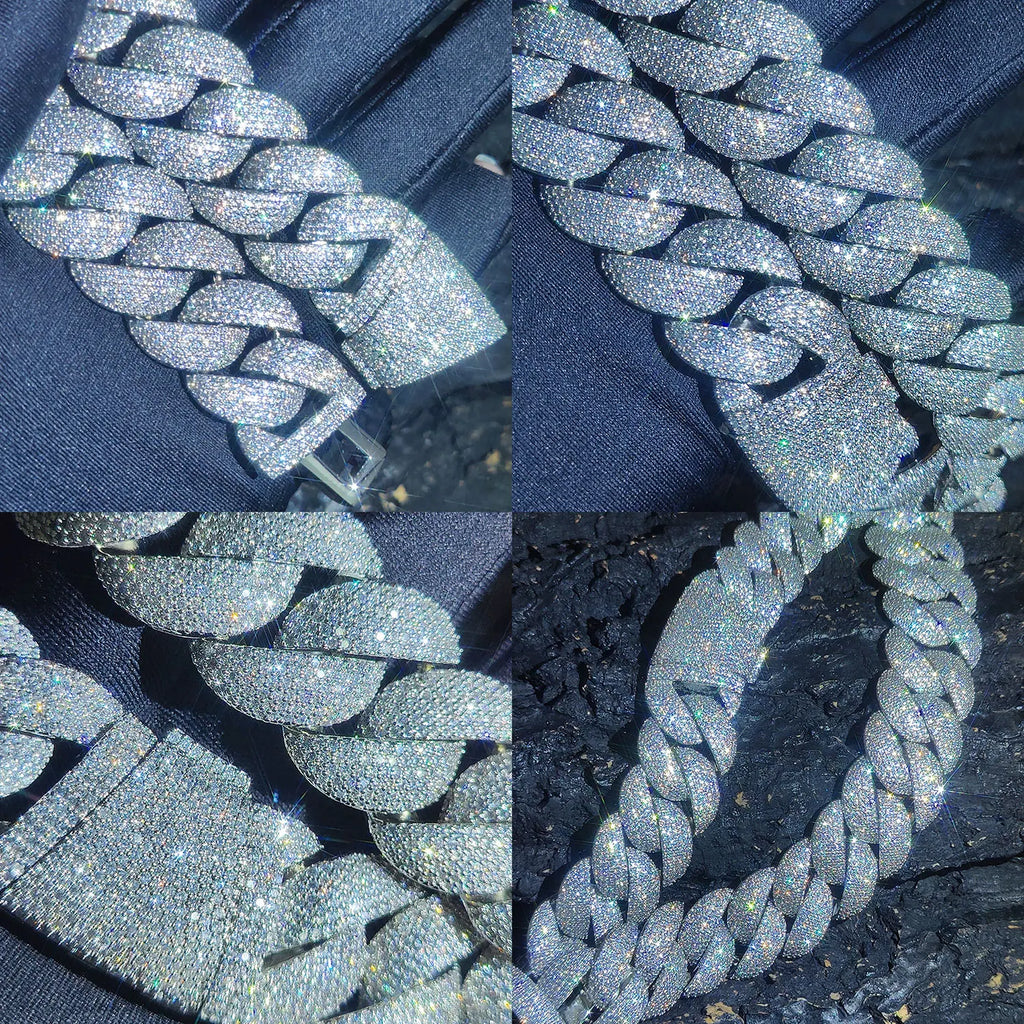 Luxury Jewelry 24mm Diamond Chain Men Iced Out Bling CZ Silver/Gold Plated Rapper Hip Hop Thick Cuban Link Necklace Gift for Him