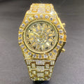 MISSFOX Hip Hop Wristwatch For Men Luxury Ice Out Full Diamond Watches Fashion Green Watch Waterproof Week Display Clock 2025