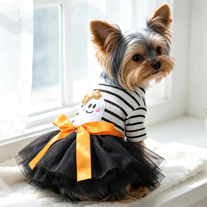 Halloween Costumes Dresses For Dog Elegant Pet Vest With Tutu Skirt Autumn Winter Girl Female Pet Toy Poodle Small Breeds Cat