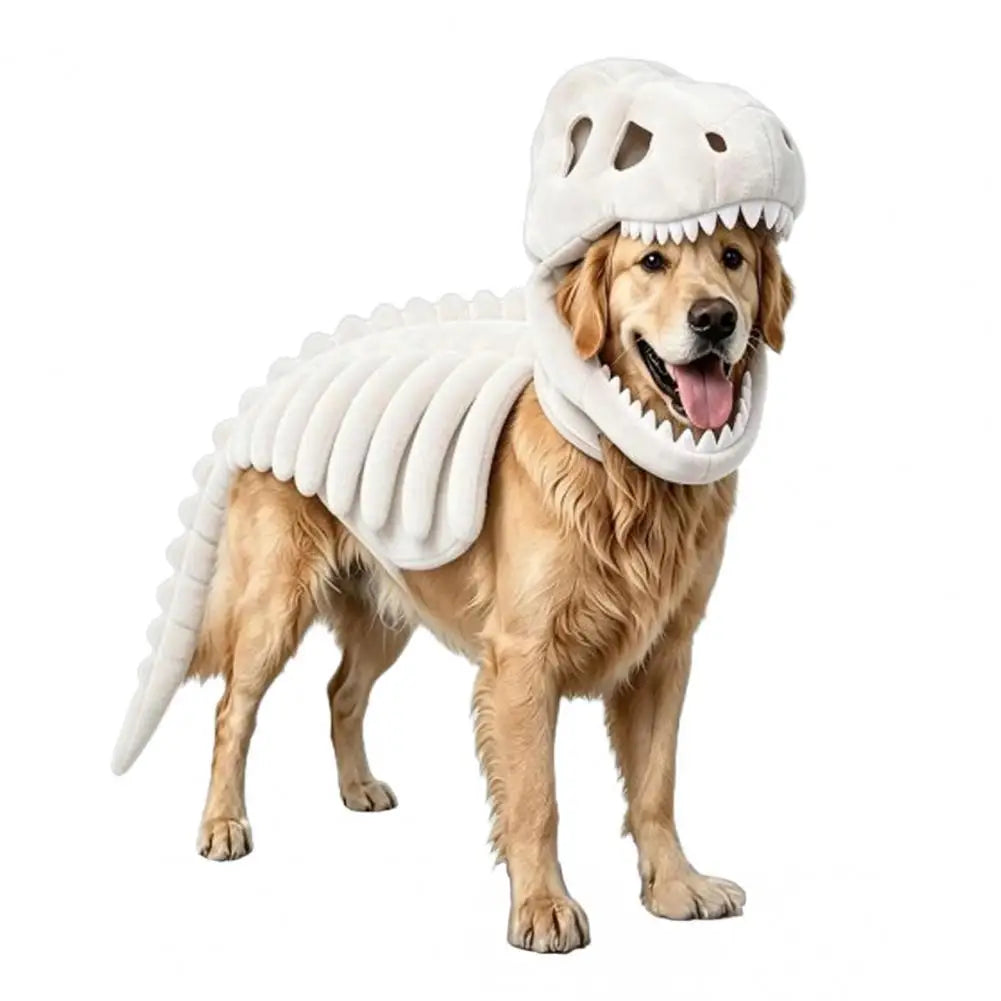 Soft Polyester Pet Costume Dog Halloween Outfit Pet Dinosaur Skeleton Costume for Dogs Halloween Dinosaur for Pets for Cats
