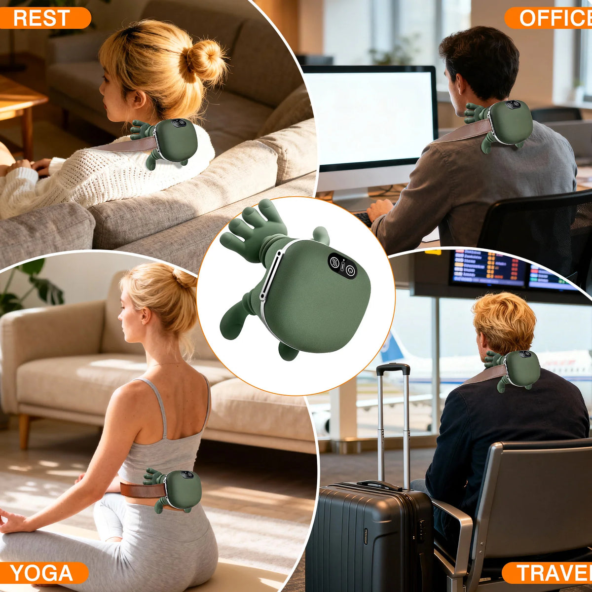 Bionic Finger Neck Shoulder Massager With Heat Kneading Massager Shawl Wireless 3-Level Modes Body Back Hand Leg Muscles Massage Device